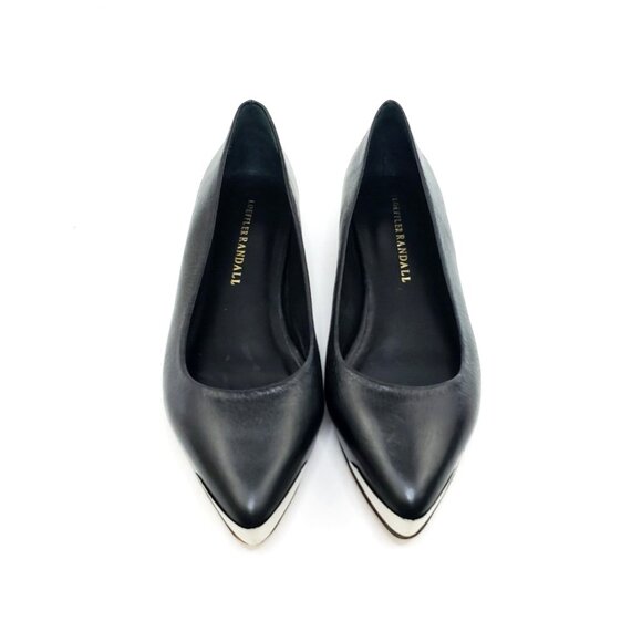 Loeffler Randall Black Pointed Toe Flats Leather Cap Toe Womens Size 6.5B - Picture 3 of 10